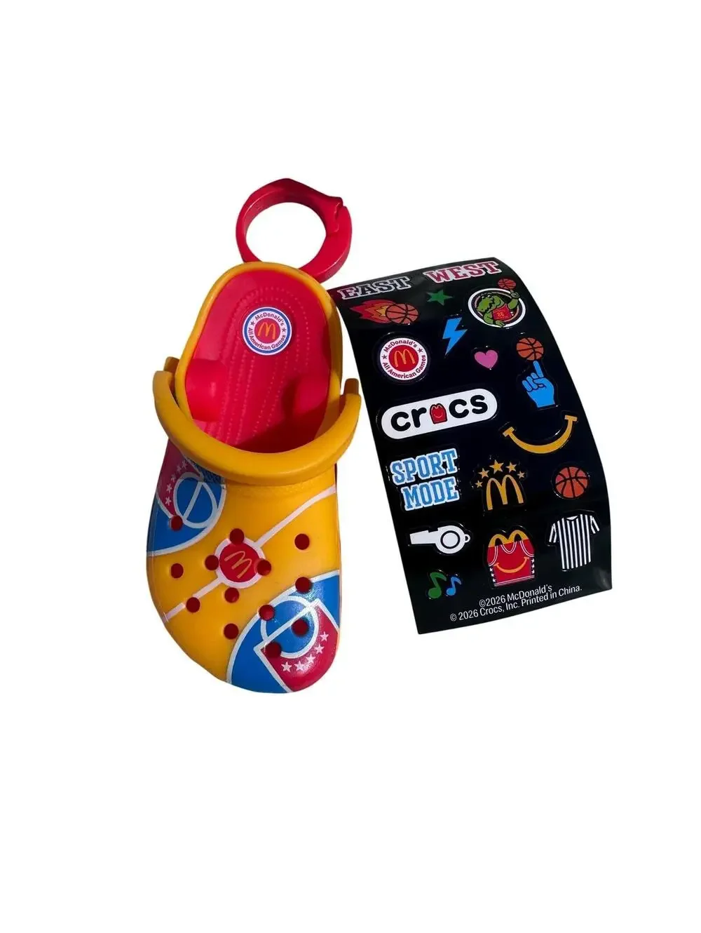 McDonalds Crocs Toy Unisex OS Yellow All American Games Basketball Keychain Stic